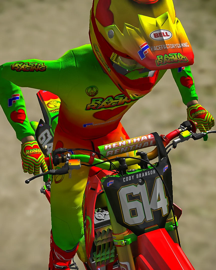 Cody B riding in Rasta Racing gear