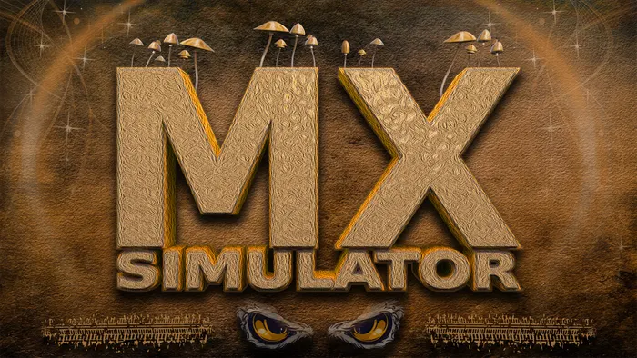Wooden MX Simulator artwork with mushrooms