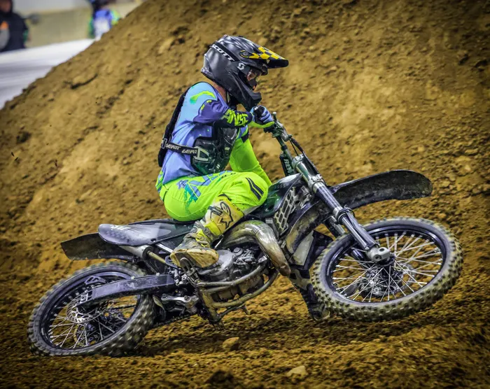 Motocross rider on a dirt track